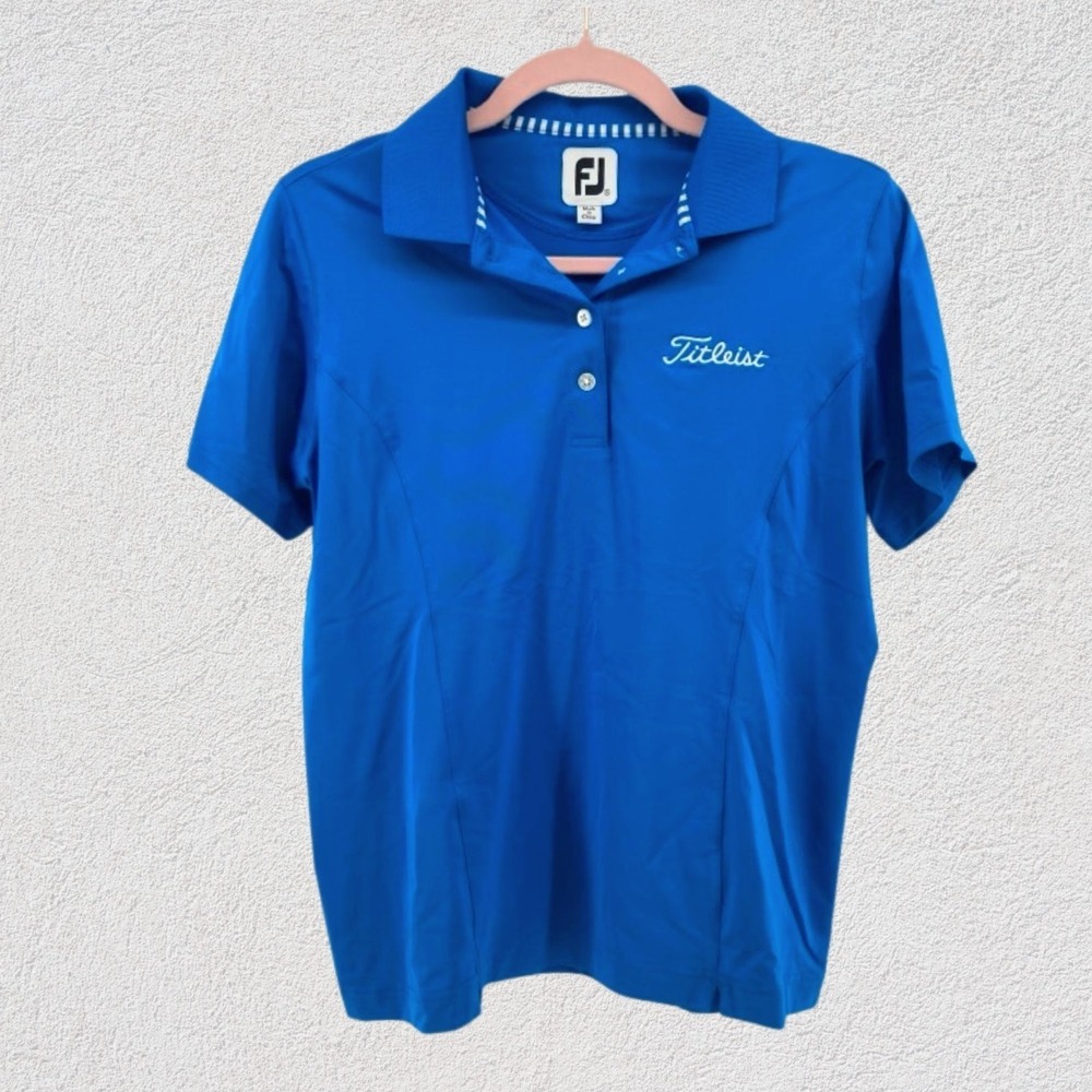 FootJoy Women S Golf Polo Titleist FJ Logo Royal Blue Performance Stretch Shirt
